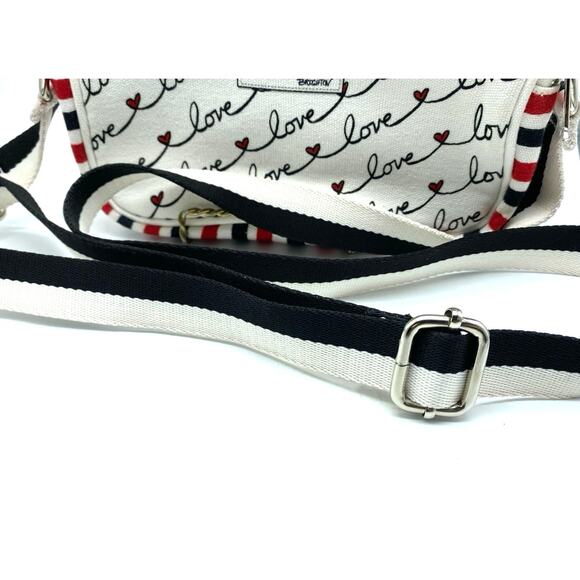 Brighton Love Scroll Striped Convertible Double‎ Zip CrossBody Bag Handbag Purse - Picture 9 of 9